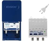 EDISION MAK-100 Kit: Amplificador Antena TV de mástil 1UHF, 10-25db, 107dBmV, 24V, para Digital Terrestre DVB-T/T2, con Filtro 5G LTE, + Fuente de Alimentación 24V 200mA F 2 Salidas