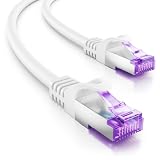 deleyCON 1m CAT7 Cable Red - 10 Gigabit - RJ45 Patch Ethernet (Cobre, Blindaje SFTP PiMF) - para Highspeed LAN DSL Switch Modem Router Patchpanel CAT7 CAT6 CAT5 - Blanco