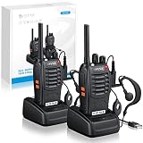 eSynic 2PCS Walkie Talkies de Larga Distancia con Auriculares Walkie-Talkie Profesional 16 Canales 1500mAh con Cargador USB Soporta VOX para Sobrevivir en el Campo Ciclisimo