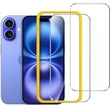ivoler Protector de Pantalla Para iPhone iPhone 16 / iPhone 15 6.1 Pulgadas, Incluye Marco de Instalación Fácil, Cristal Vidrio Templado Premium-2 Pack