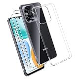Effcotuo Funda para Honor X5C Plus Cover con 2 Piezas Protector de Pantalla Cristal Templado, [Protección Militar] Carcasa Protectora Antigolpes Antiarañazos Clara Transparente Bumper Case