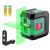 HYCHIKA Nivel Láser Autonivelante 15M, Nivel Laser Verde Ajustable con 3 Niveles de Brillo, Laser Autonivelante Uso Interior y Exterior, Soporte Magnético 360° Rotación 2 Batería Incluida