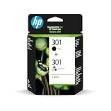 HP 301 Negro y Tricolor, Pack de 2 Cartuchos Tinta Originales | Compatible con HP DeskJet 1050, 2050, 3050, HP Envy 4500, 5500, OfficeJet 260, 4600, 170 páginas (N9J72AE)