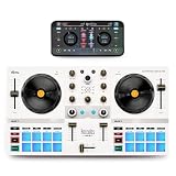 Hercules DJControl Mix Ultra - Controlador DJ Móvil iOS y Android | Controlador inalámbrico ultracompacto con Bluetooth LE, 10 horas de batería, jog wheels táctiles, 16 pads, app djay