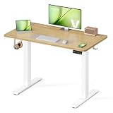 VASAGLE Escritorio Elevable Eléctrico, 4 Memorias, 100 x 60 cm | Mesa Ajustable Altura, 72-120 cm, Aviso Sedentario, Oficina, Roble Dorado y Blanco Mate, Colección BALOK, LSD310YA03