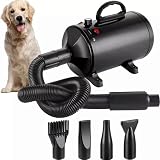Memows Secador de Pelo para Perros, secador Pelo Profesional para Perros de 2800 W, Velocidad y Calor Ajustables, secador de Pelo para Mascotas, secadores para Perros con 4 boquillas (Negro)