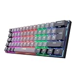 GXTrust Revyn Teclado Mecánico Inalámbrico 60% Español QWERTY | Triple Modo Bluetooth/2.4GHz/USB, Iluminación RGB, 50 Horas de Juego, Teclado Gaming Windows Mac PC Portátil, Gris/Negro