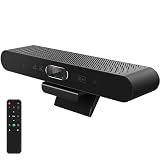 RayBit 4K Webcam con Micrófono y Altavoz, USB Plug & Play, Reducción de Ruido, Auto-Framing & Following, Cámara Web para Sala de Conferencias con Control Remoto para Windows TV/Zoom/Skype/Teams/PC/Mac