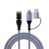 Wigearss 2 en 1 Cable Tipo C/USB 3.0 a RJ45 Ethernet CAT 6, Cable LAN Ethernet a USB 3.0/Tipo C, Conexión Directa Gigabit, Compatible con Laptop, MacBooks, PC de Escritorio, 2 M