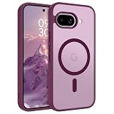 YINLAI Funda Magnética para Google Pixel 9A [Compatible con MagSafe] Carga Inalámbrica Carcasa Google Pixel 9A Funda Case Translúcido Mate Protección Huellas Manchas,Burdeos.