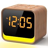 REACHER Radio Reloj Despertador Digital con FM, máquina de Ruido Blanco con 24 Sonidos relajantes, 9 Sonidos de Alarma, Brillo Ajustable, luz Nocturna de 7 Colores, Apagado automático y repetición