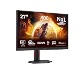AOC Q27G4ZR Gaming Monitor 27 Pulgadas 260Hz Panel Fast IPS, 1ms GtG, HDR400, G-Sync Compatible, Altavoces, Altura Ajustable, (2560x1440 HDMI 2X 2.0 DP 1x 1.4) Negro