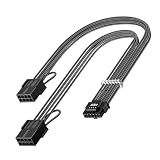 Fasgear 30cm PCI-e 5.0 12VHPWR (12V-2x6) cable de extensión, 16 (12+4) pin conector a PCIe 5.0 2x8(6+2) conector hembra Cable expandido, 16 AWG Cord GPU para GeForce RTX 4070,4080,4090/5070(negro)