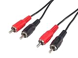 PremiumCord Cable RCA 2m, 2X RCA Conector RCA a 2X RCA Conector RCA, Cable de Conexión Audio Vídeo, Estéreo, para TV, Móviles, MP3, HiFi, Color Negro