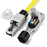 LEENUE RJ45 Conector CAT 6 sin Herramienta, 1Gbit/s 250MHz, 2 Unidades | Dorado Conectores RJ45 para cable de instalación Cat 6 Cat5E, compatible con cables de instalación 23-26 AWG, reutilizables