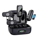 YEJATA Micrófono Inalámbrico para iPhone y Android, USB-C y Lightning, Doble Pantalla Digital de Batería, 2 Micrófonos, Cancelación de Ruido AI para TikTok, Youtube, Podcast y Streaming
