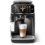 PHILIPS 5400 Cafetera Superautomática LatteGo, 12 bebidas, Negro | Cafetera espresso con molinillo 100% cerámico, pantalla táctil, 4 perfiles de usuario, espumador de leche LatteGo (EP5441/50)