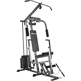 tectake® multiestación musculación, máquina de musculación Multifuncional con polea Gimnasio Mariposa, Barra de Ejercicios, Entrenamiento en casa, Gimnasio en casa, multiestación Gimnasio - Negro