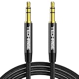 TechRise Cable AUX de 3,5 mm con trenzado de nylon (1m) | Cable jack 24K chapado para auriculares, autorradio, móvil, PC, tablet, altavoz, HiFi, MP3/MP4, etc