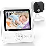 Vigilabebes con Cámara, Camara Vigilancia Bebe Inteligente con Pantalla HD 720P de 2.8'', 2000 mAh Batería, Zoom 2X 4X, VOX, Visión Nocturna, Monitoreo de Temperatura, Comunicación Bidireccional