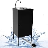 Express Water Noir Plus, Fregadero para Lavabo, Portátil Autónomo Transportable, con Depósito de Agua, en Acero Inoxidable, con Control por Pedal con Kit de Agua Caliente, Certificado