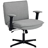 HOMCOM Silla de Oficina Piernas Cruzadas sin Ruedas Gris