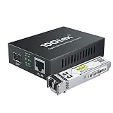 Convertidor de Medios Gigabit Ethernet con 1Gb Multimodo LC SFP, 10/100/1000M RJ45 a 1000Base-SX, hasta 550m, European Power Adapter