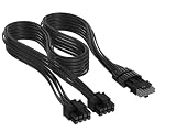 Corsair Elite Premium Type 4 Cable PCle de 2x 8-pin a 12V-2x6 600W con Funda Individual – Diseño Paracord de Malla de Triple Capa, Compatible con las PSU Type 4 – Negro