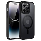 JETech Funda Magnética Mate para iPhone 14 Pro, Negro | Compatible con MagSafe, Parte Trasera Mate Translúcida, Carcasa Protección Slim Antigolpes