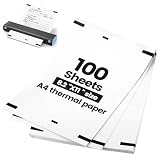 100 Hojas Papel Termico Impresora A4, Papel Impresora Termica Secado Rápido para Mayoría de Impresoras Térmicas A4, Documentos, Sitios Web, Fotos