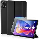 CACOE Funda Compatible con Xiaomi Redmi Pad 2 11 Pulgadas con Protector | Ultra fina con función atril Slim PU Cuero Smart Case, Negro