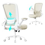 SONGMICS Silla de Escritorio Ergonómica, Malla, Apoyabrazos Abatibles