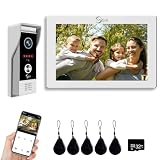 Cámara de timbre de puerta visual 1080P con pantalla táctil de 7 (cable de 4 hilos) Detección de movimiento PIR Intercomunicador de timbre de puerta visual
