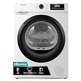 Hisense DHQE800BW2 - Secadora, Libre Instalación, 8Kg Fondo 55cm | AlxAnxFn 84,5x59,5x55cm, Blanco, Rápido 30', Secado Auto., Secado Allergy Care, Antiarrugas, Bomba de Calor, Refrescar Aire