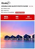 KOALA Papel Fotográfico de Doble cara Brillante para Inyección de Tinta A4, 180 g/m², 100 hojas. Adecuado para imprimir Fotos, Certificados, Folletos, Volantes, Tarjetas, Calendarios, Cubiertas, Artes