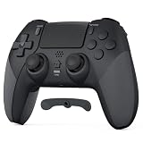 LATEC Mando para PS4, Mando Inalámbrico PS4 con Bluetooth, 2 Botones de Programación Macro, 6-Axis Sensor Giroscópico, Doble Vibración, Panel Táctil, Negro