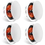 VEVOR 4 Altavoces de Techo de 205 mm, 100 W, Altavoces de Techo y de Pared de Montaje Empotrado con 8 Ω Impedancia 89 dB de Sensibilidad para Hogar, Sala de Estar, Dormitorio o Porches Cubiertos