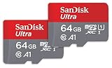 SanDisk 64 GB Ultra microSDX con adaptador SD, hasta 140 MB/S, Rendimiento de apps A1, UHS-1 Clase 10 U1 - Twin Pack