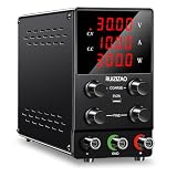 RUZIZAO Fuente de Alimentación Regulable 30V 10A DC Fuentes de Alimentación de Laboratorio Fuente de Alimentacion de Banco Ajustable Pantalla LED de 4 Dígitos (Negro 30V 10A)