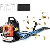 VEVOR Soplador de Hojas de Mochila, Soplador de Hojas de Gas de 2 Ciclos de 63 CC con Tanque de Combustible de 1,89 L, Volumen de Aire de 1110 CFM, Velocidad de 220 mph, para el Cuidado del Césped