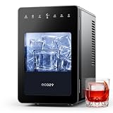ecozy 50mm Máquina de Hielo con Cubos Transparentes, 24 Horas Temporizador | Hielo Cristalino en 30 Min con Modo Eco, Hasta 96 Cubitos al Día, Tecnología CrystalFlux, para Bar en Casa y Whisky