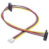 ELFJMZP 25+20cm Desktop PC Floppy Drive 4PIN to Dual SATA 15Pin Power Cable, Hard Drive/SSD Power Adapter for PSU with Limited SATA Ports, Compatible with MX714 & Most Desktop Computers