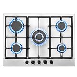 SNDOAS Placa de Gas 5 Fogones Acero Inoxidable 68cm