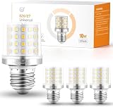 4 Bombillas LED E27 de Luz Blanca Cálida, 10W, 900LM, 3 Color Regulables