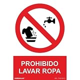 Señal de Prohibido lavar ropa, con tintas UV SEKURECO