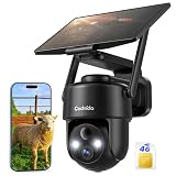 Codnida 4G LTE Cámara Vigilancia con Placa Solar, 2K Cámara Exterior Solar con Tarjeta Sim, 355° PTZ Camera sin Cable, Detección de Movimiento PIR, Audio Bidireccional, Visión Nocturna en Color, IP66