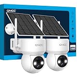 GNCC 2PCS Camara Vigilancia WiFi Exterior Solar con Bateria Sin Cables | 1080p/2MP Visión Nocturna Color, 360° PTZ, Humana Detección de IA, PIR Sirena, Audio Bidireccional