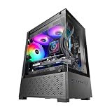 Mars Gaming MC-SE2, Caja Gaming MicroATX, Cristal Templado Lateral y Frontal Sin Marco, Ventilador FRGB 120mm, Estructura de Doble Cámara, Minitorre PC Compacta con Amplia Capacidad Interna, Negro