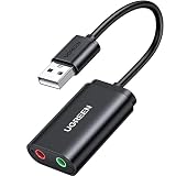 UGREEN Tarjeta de Sonido USB Externa Soporta Auriculares y Micrófono