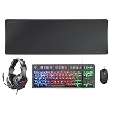 Mars Gaming MCP-RGB3, Idioma Español, Pack RGB Teclado Fixed, Ratón Flow 3200 dpi, Auriculares Over-Ear, Alfombrilla XXL, Negro